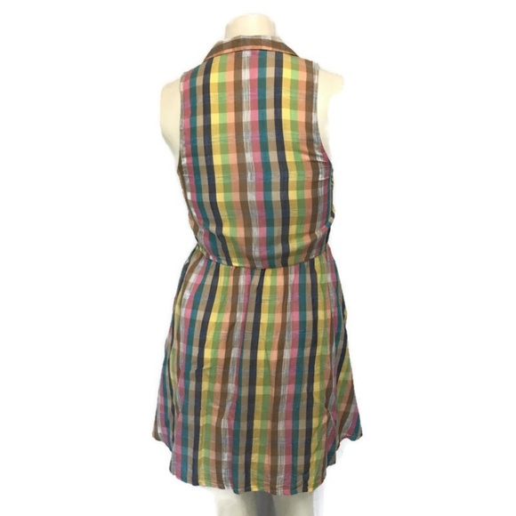 BAR III Pastel Plaid Button Front Flare Skirt SZ S - Picture 3 of 5